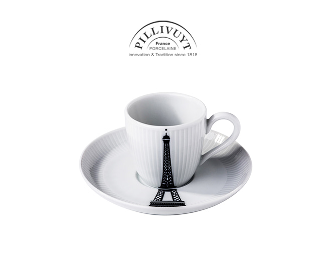 [PILLIVUYT] 필리빗 빌 드 파리 에펠 커피 컵앤소서 100ml